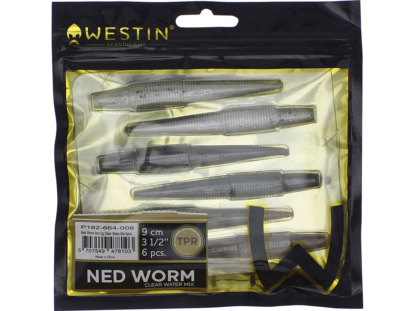 Westin Ned Worm 9cm 5g Black Chartreuse 6szt. przynęty