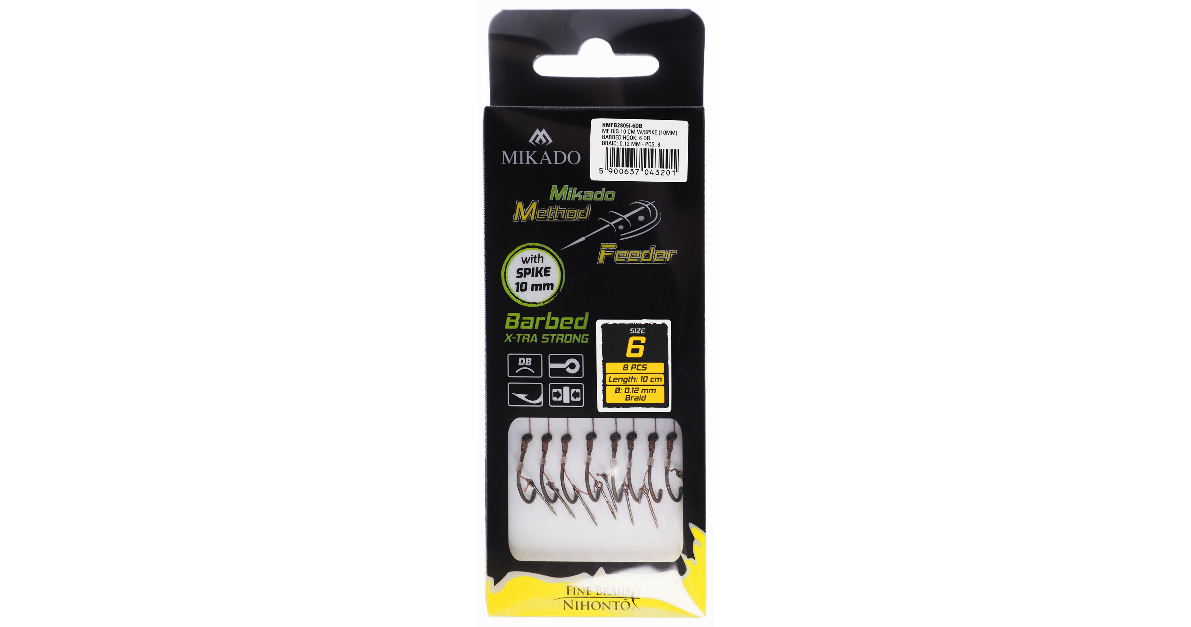 Mikado X-tra Strong igła r.6 plecionka 0.12mm 10cm 8szt. gotowe przypony