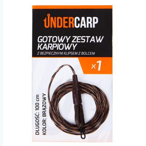 UnderCarp Leadcore z Bezpiecznym Klipsem z Bolcem Brązowy 100cm