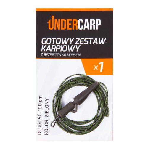 UnderCarp Leadcore z Bezpiecznym Klipsem Zielony 100cm