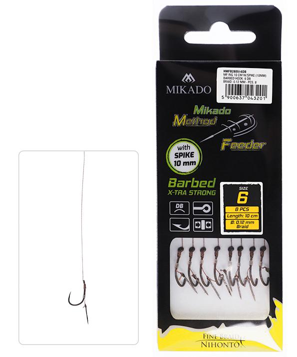 Mikado X-tra Strong igła r.8 plecionka 0.12mm 10cm 8szt. gotowe przypony