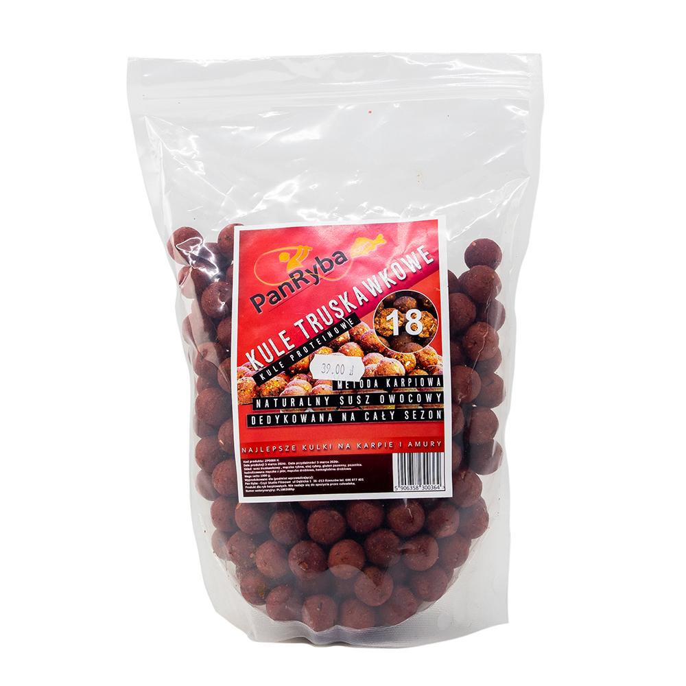 Pan Ryba Truskawkowe 18mm 1kg kulki zanętowe