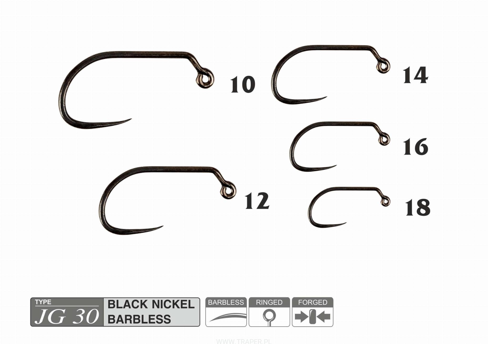 Traper JG 30 Barbless r.10 25szt. hak muchowy
