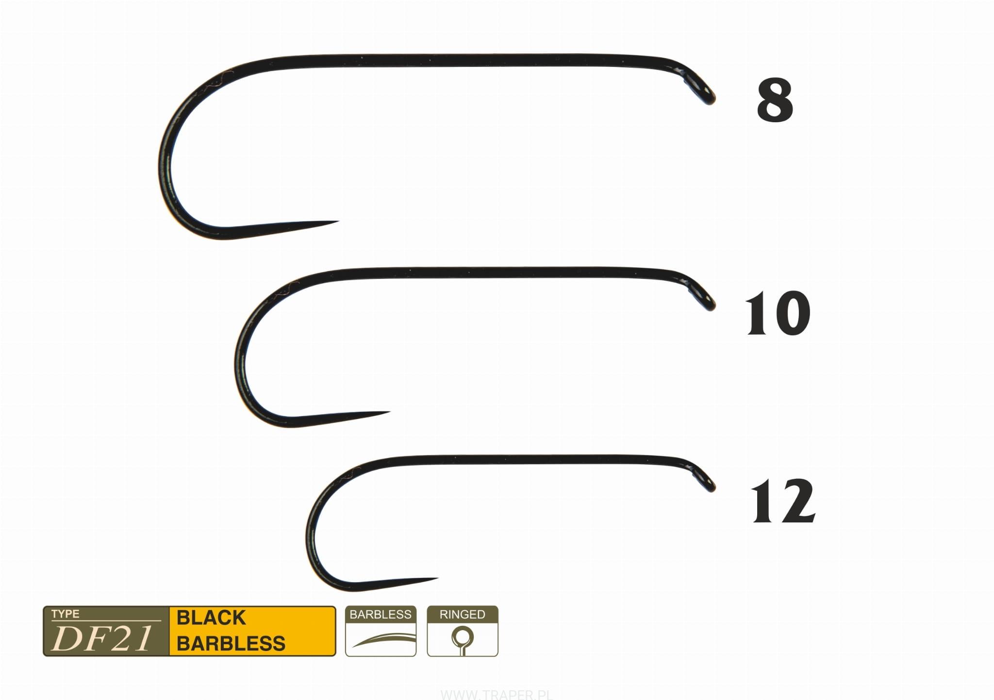 Traper DF21 Barbless r.10 25szt. hak muchowy