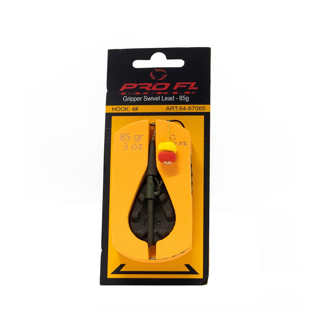FL Gripper Swivel Lead 85g leadcore ciężarek przypon z kukurydzą r.4 gotowy zestaw karpiowy