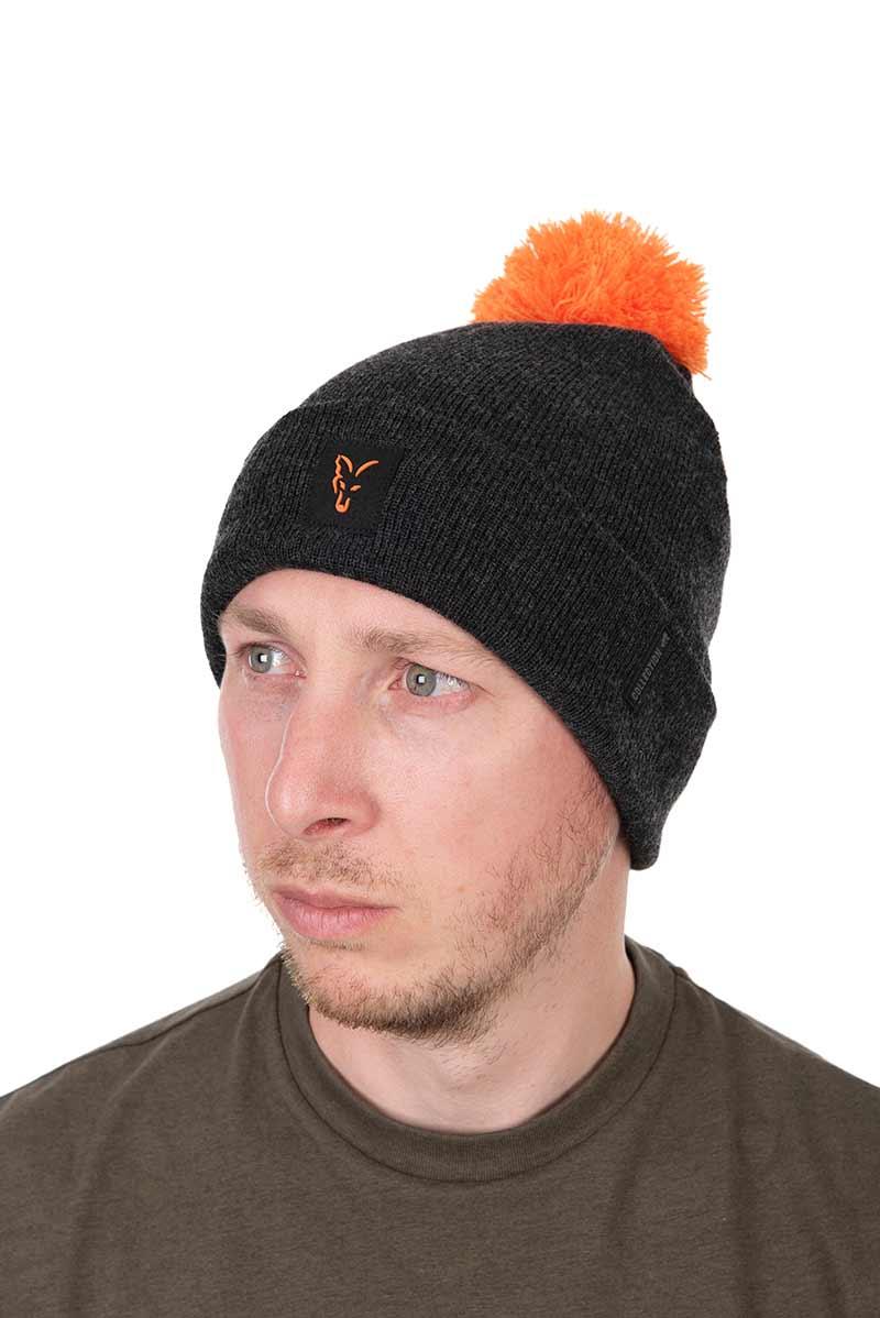 Fox Collection Bobble Hat Black Orange czapka