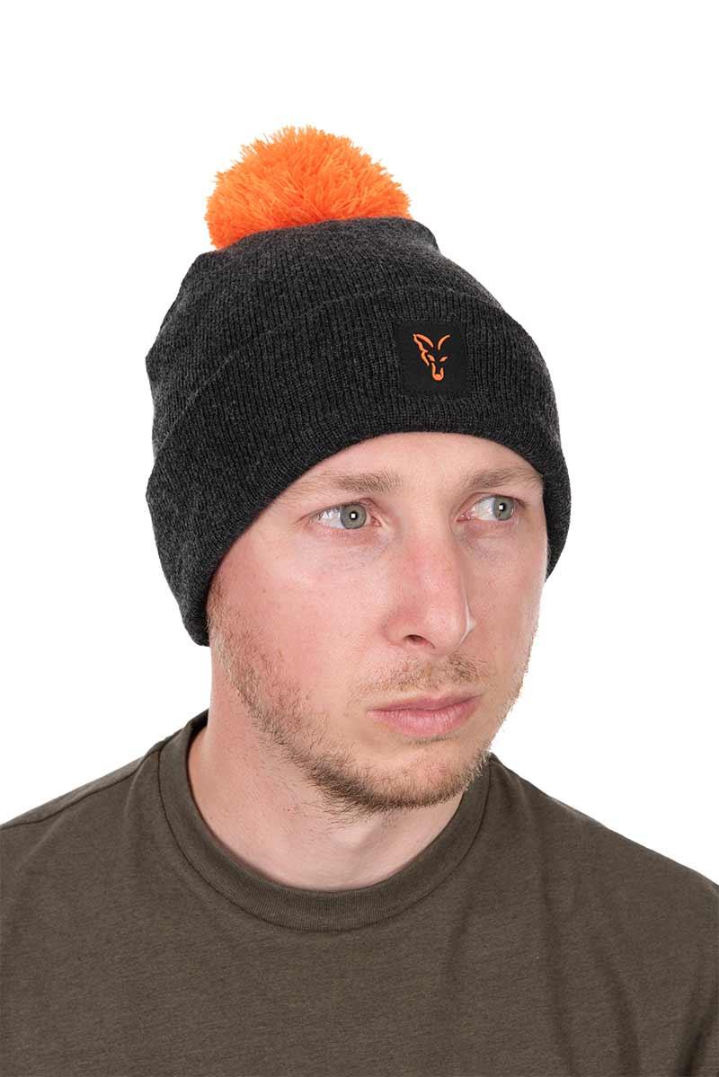 Fox Collection Bobble Hat Black Orange czapka