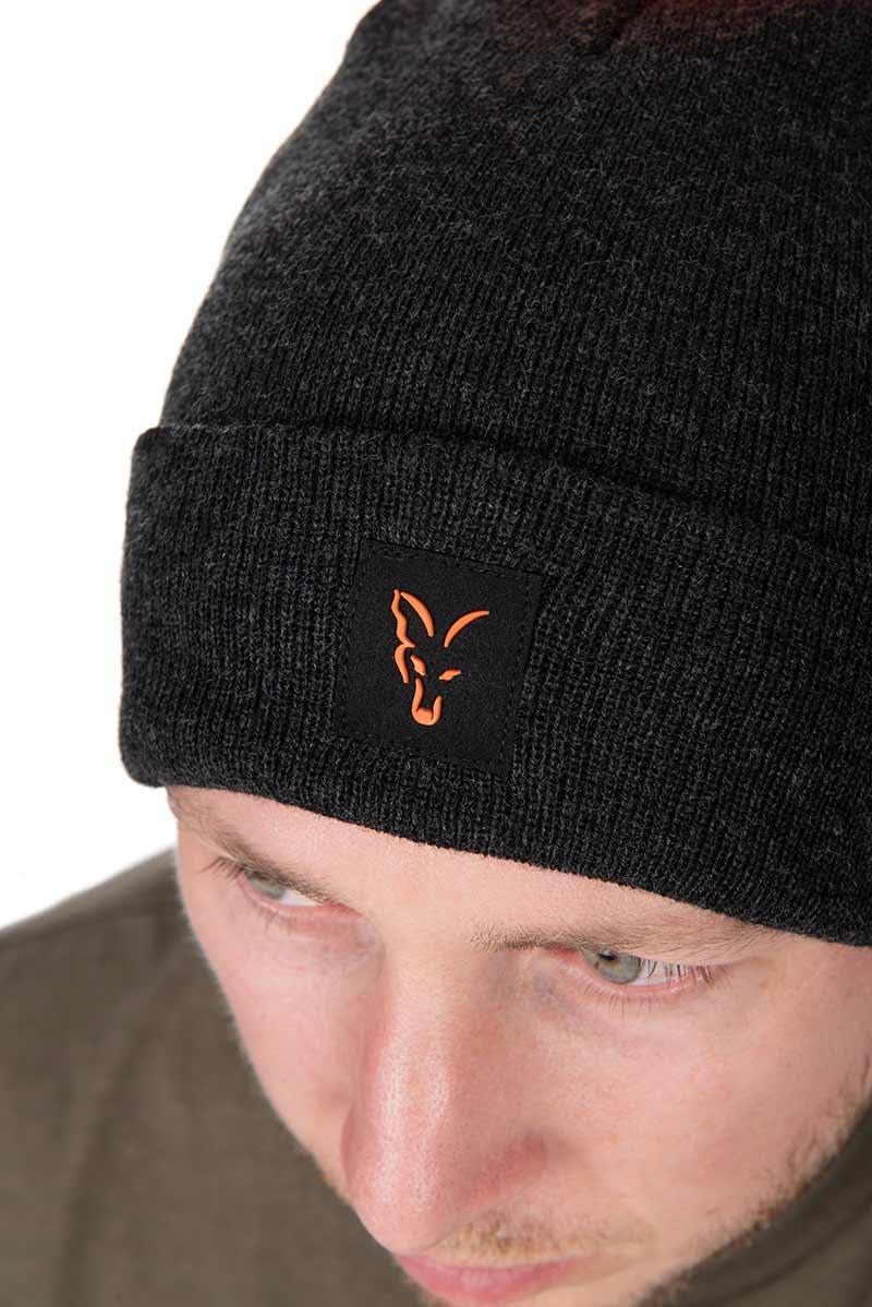 Fox Collection Bobble Hat Black Orange czapka
