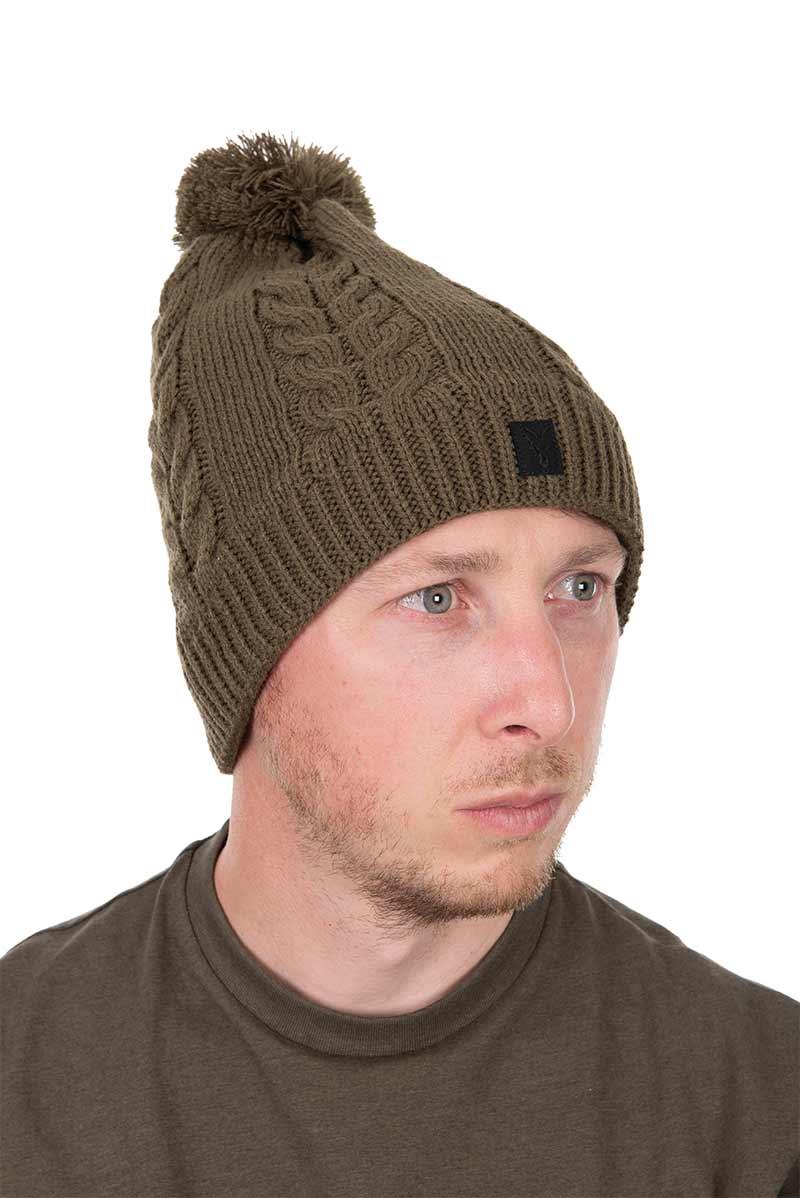Fox Khaki Knitted Bobble czapka