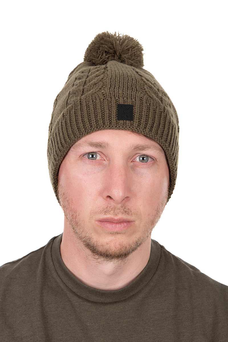 Fox Khaki Knitted Bobble czapka