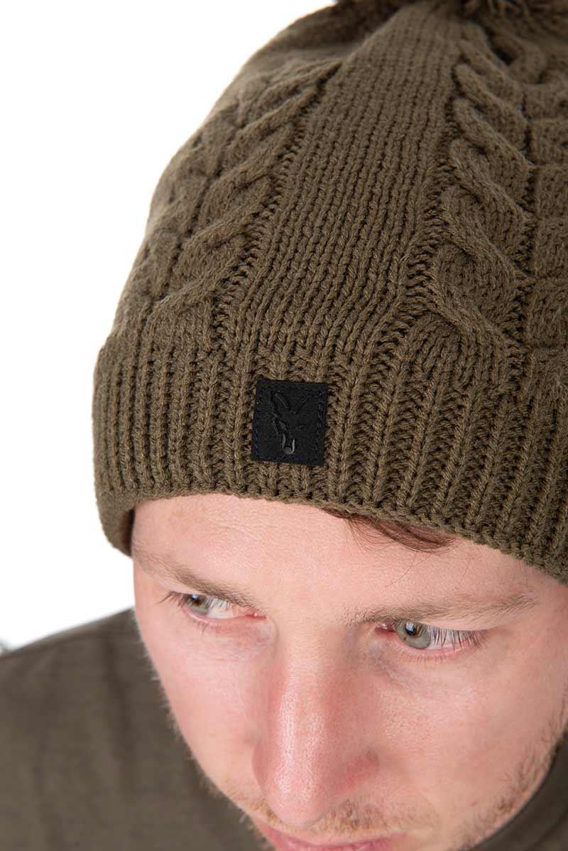 Fox Khaki Knitted Bobble czapka