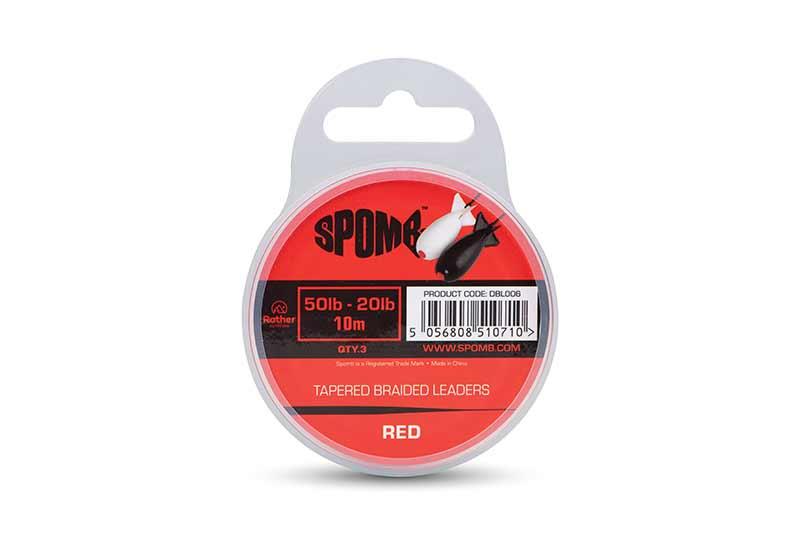 Spomb Tapered Braided Leaders Red 3pcs 50lb-20lb strzałówka koniczna