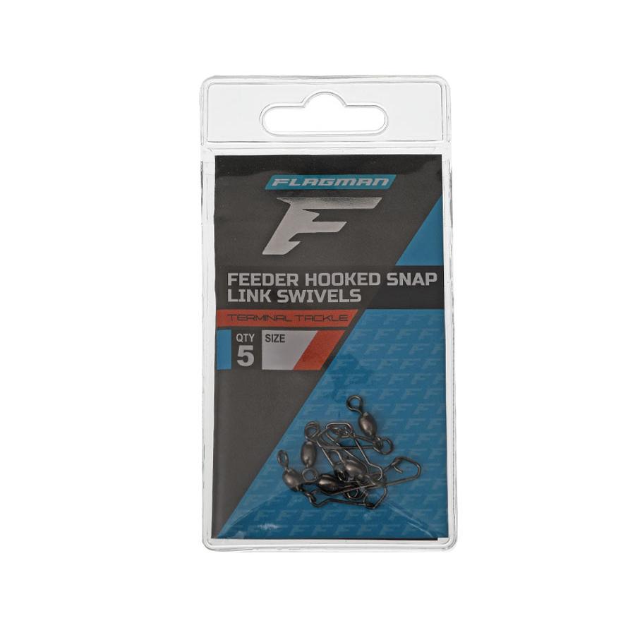 Flagman Feeder Hooked Snap Link Swivels M 5szt. agrafka z krętlikiem