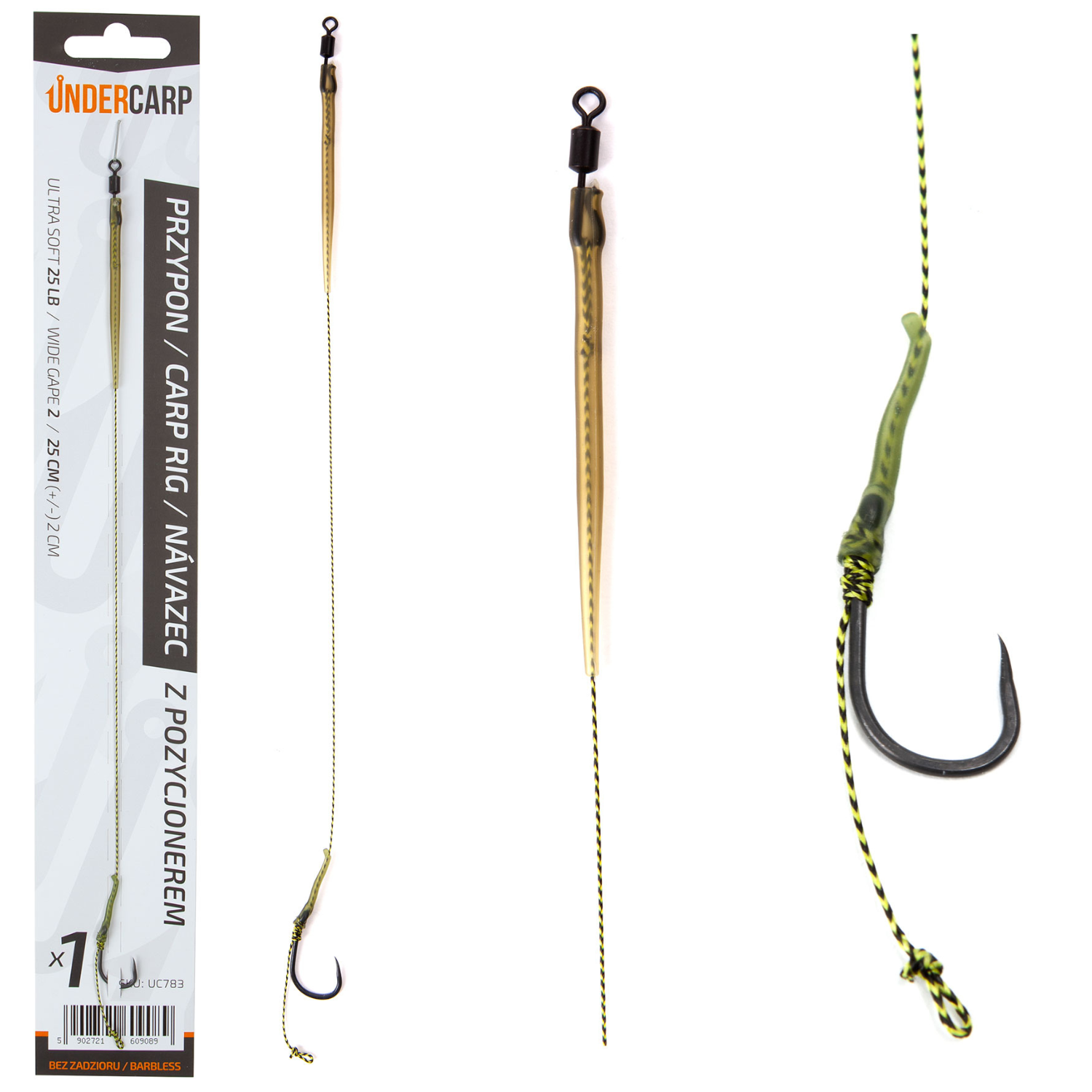 UnderCarp Przypon Karpiowy z Pozycjonerem Barbless 4