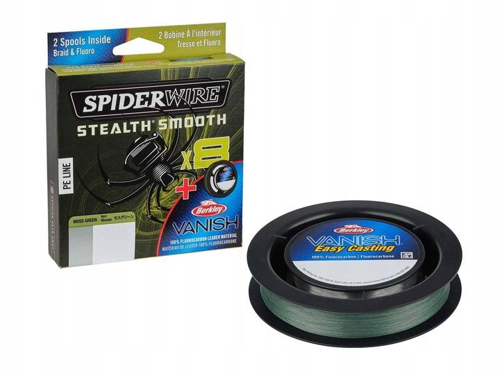 SpiderWire Stealth Smooth 8 Braid 0.09mm 150m + FC 0.25mm 50m plecionka + fluorocarbon