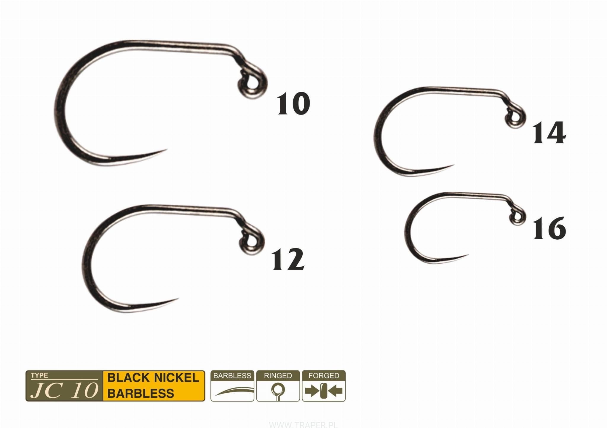 Traper JC 10 Barbless r.8 25szt. hak muchowy