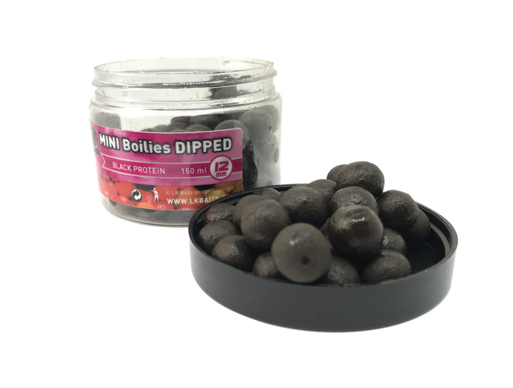 LK Baits MINI BOILIES IN DIP 12mm 150ml Black Prot